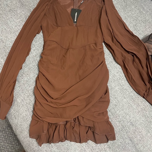 Pretty little thing chocolate chiffon dress - Picture 6 of 7
